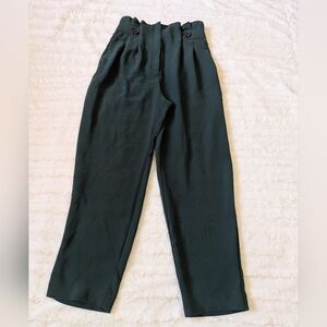 H&M Green High-Waisted Trousers with Relaxed Fit